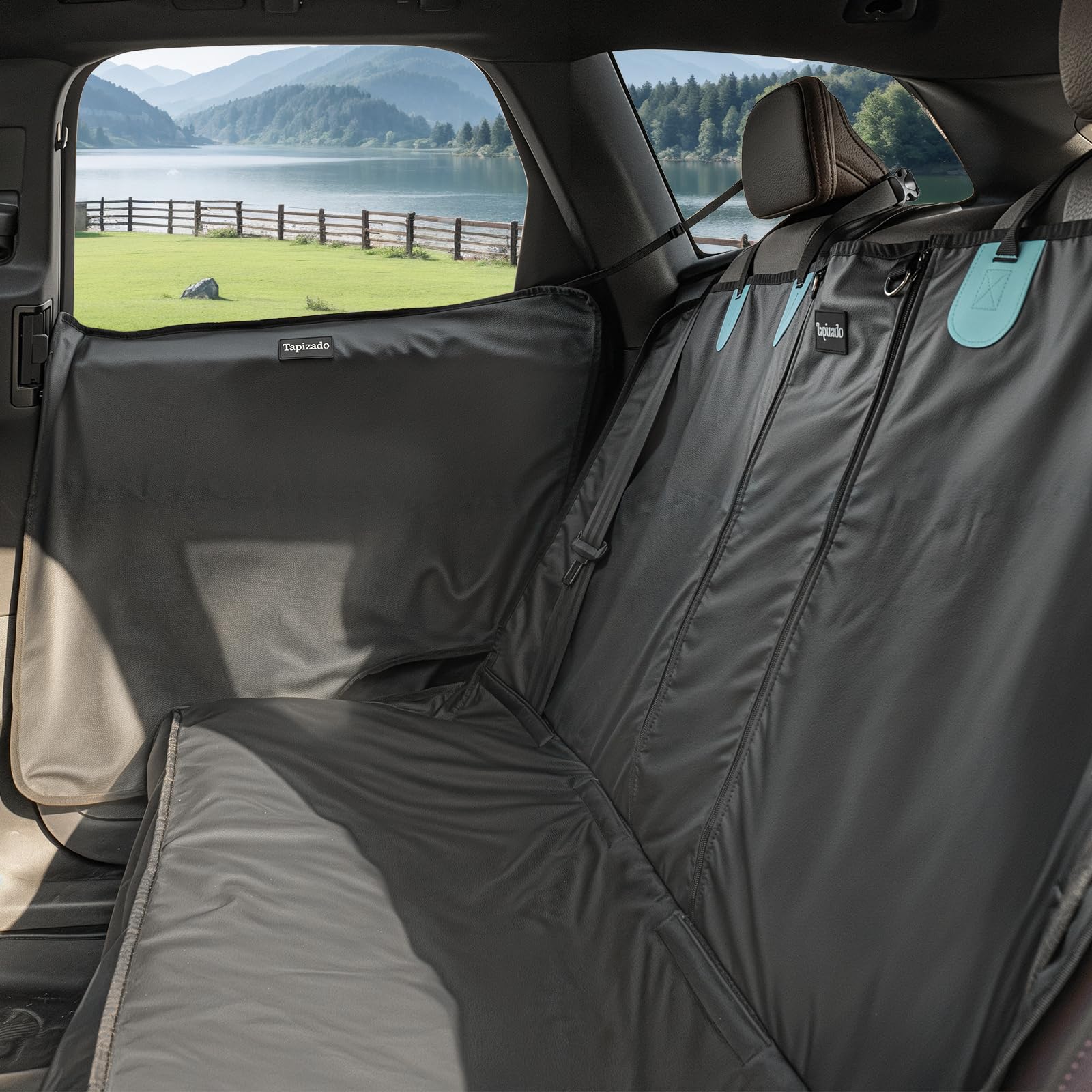 Coprisedile per cani in pelle PU per auto - 2 confezioni extra large impermeabili con pannello antigraffio, copertura con ventosa regolabile, adatto per auto, SUV, camion