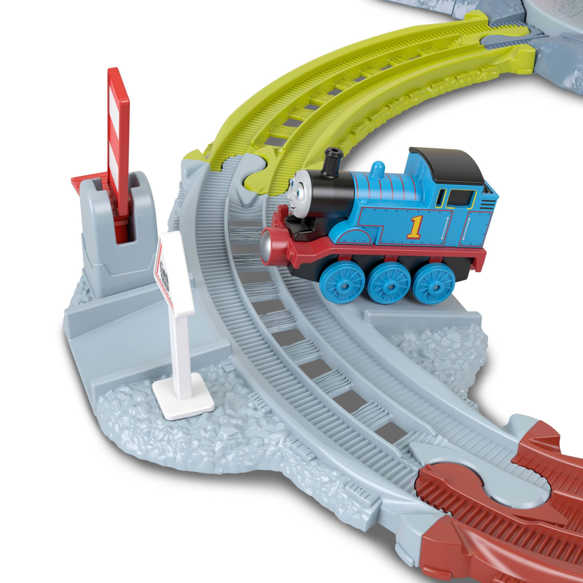 Fisher-Price Thomas y Sus Amigos Conjunto de Trenes de Juguete, Aventura en Las cocheras de Tidmouth con una Locomotora Thomas y Harold el helicóptero, Incluye Plataforma giratoria, JRW06