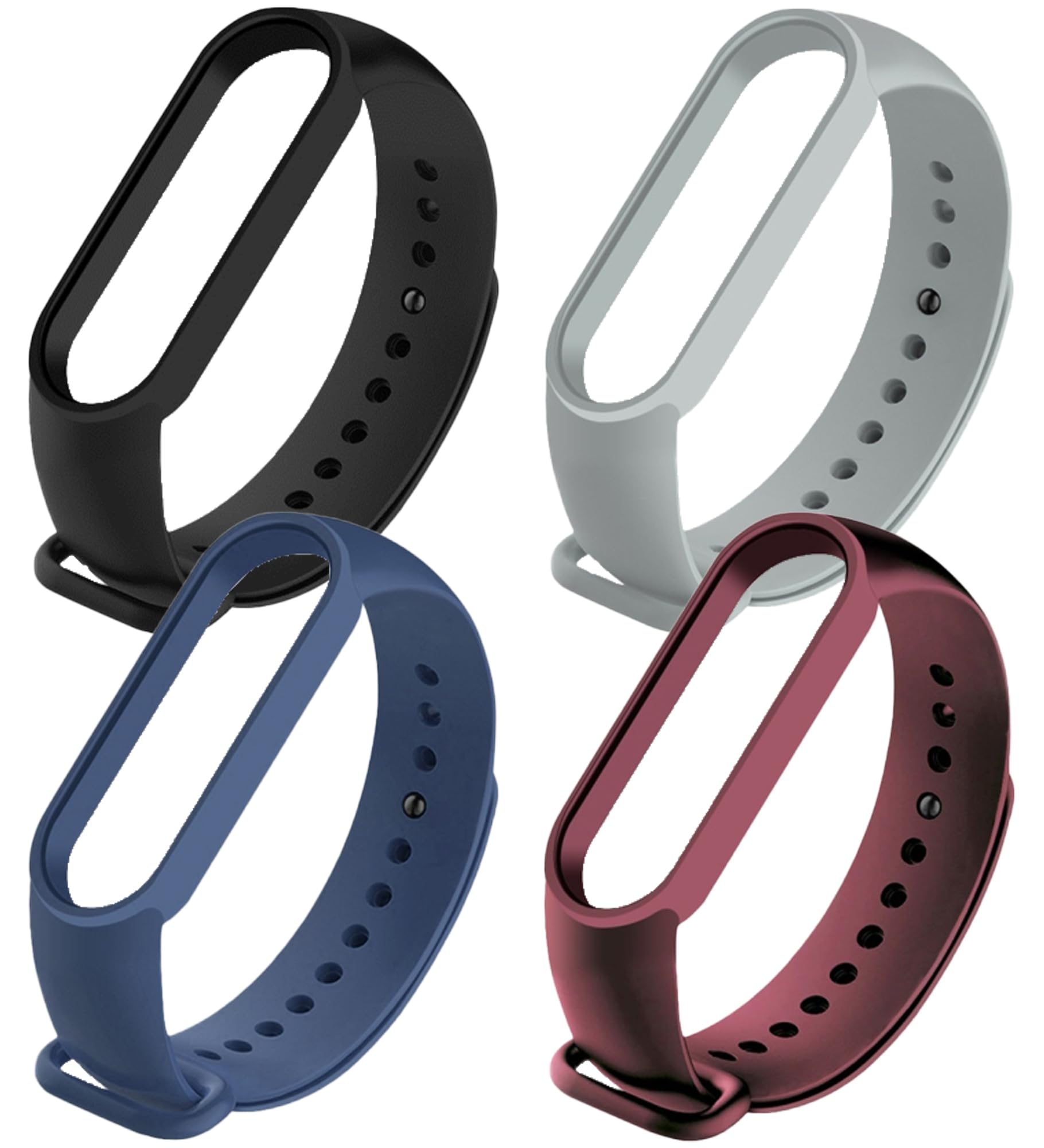 CERLINK Silicone Watch Band for Mi Band 5, Mi Band 6 Waterproof, Durable, Comfortable, Sporty Strap Replacement Lightweight Pack of-4-Black,Navy,Grey,Wine-image-16