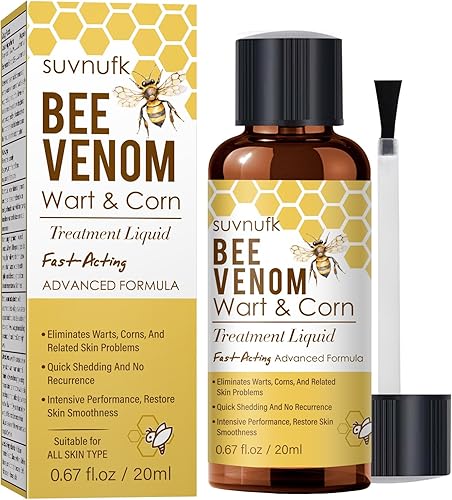 SUVNUFK Removedor de verrugas de veneno de abeja, congelación de verrugas de acción rápida con 12% de ácido salicílico, removedor líquido de marcas