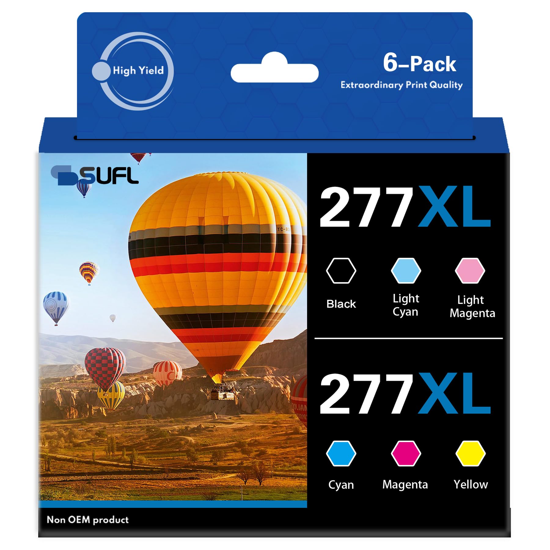 High Yield 277XL Ink Cartridges Combo Pack (6-Pack, 1BK 1C 1M 1Y 1LC 1LM) - SFL Compatible Replacement for 277XL 277 T277 Ink Cartridge with XP-850 XP