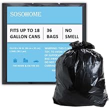 18 Gallon Trash Bags - 1.5 MIL Extra Strong Tall Kitchen Garbage Bags for Kitchen, Home, Lawn, Unscented, Black, 36 Count