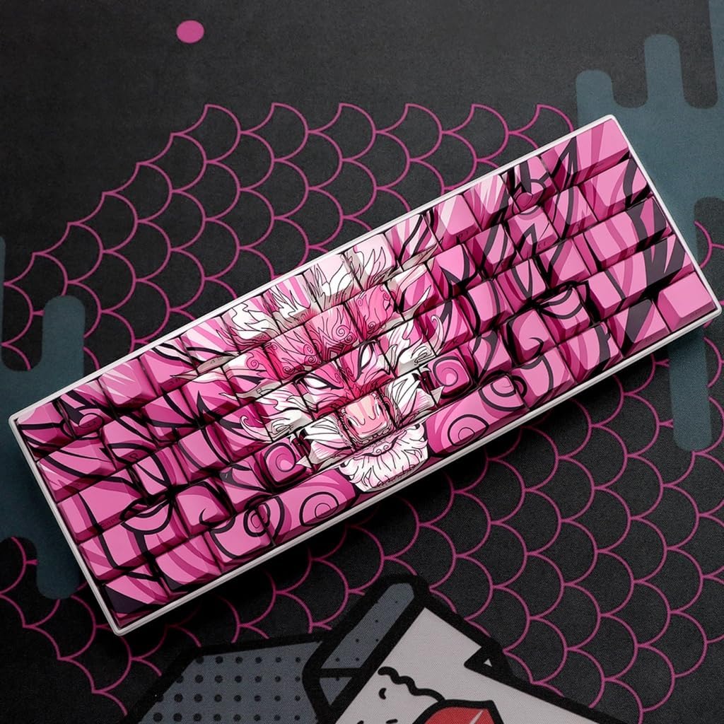 Ergonomic 136 Key PBT Keycap Set, Side Engraved with Dragon Theme for Programmers and Gamers Mechanical Keyboards