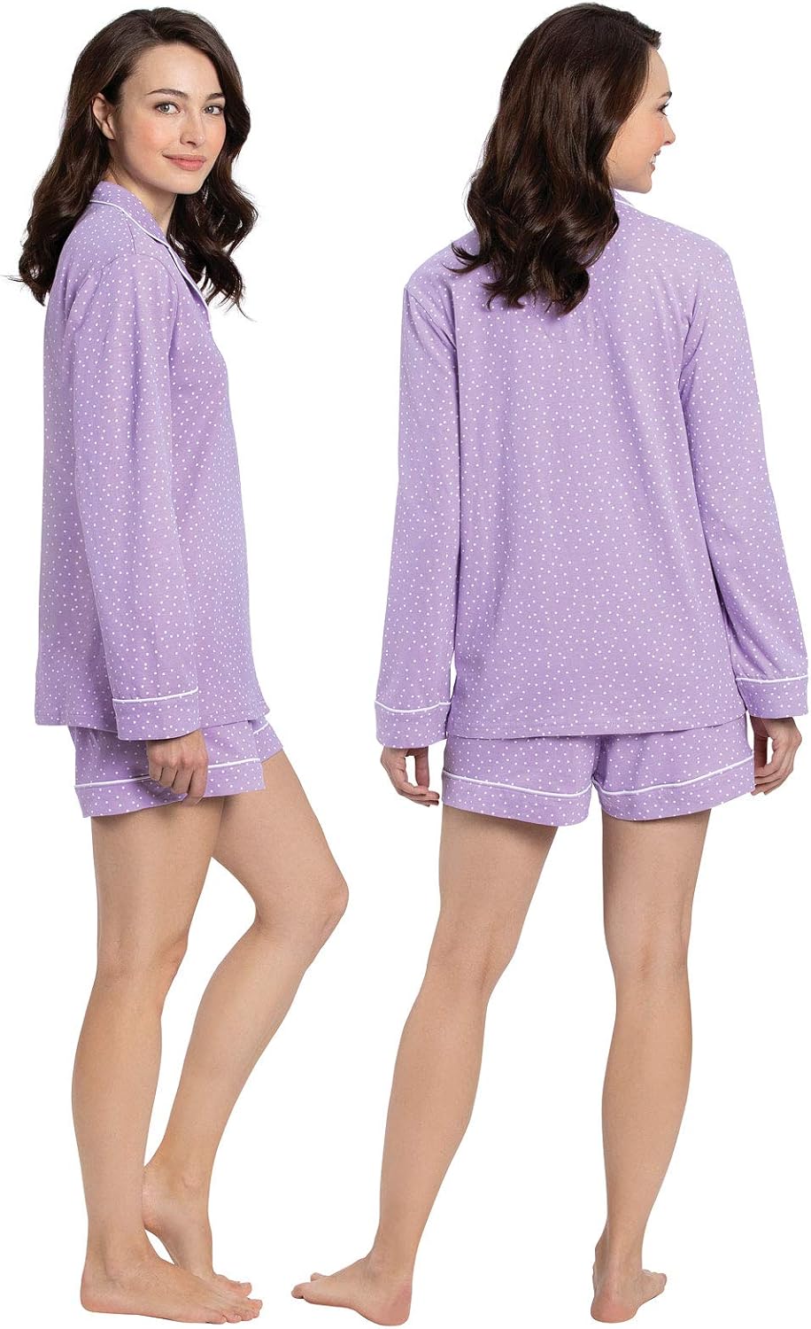 PajamaGram Pajamas for Women Cotton - Soft Womens PJs Sets, Lavender, S, 4-6