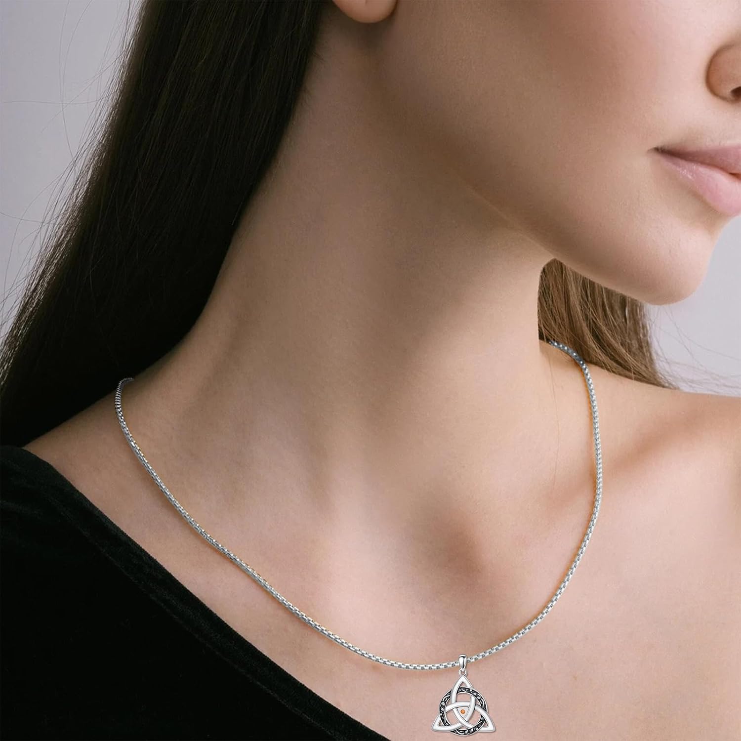 ROMANTICWORK Mustard Seed Necklace 925 Sterling Silver Teardrop Filigree Celtic Knot Pendant Irish Celtic Filigree Jewelry for Women Men Birthday Gifts - Image 3
