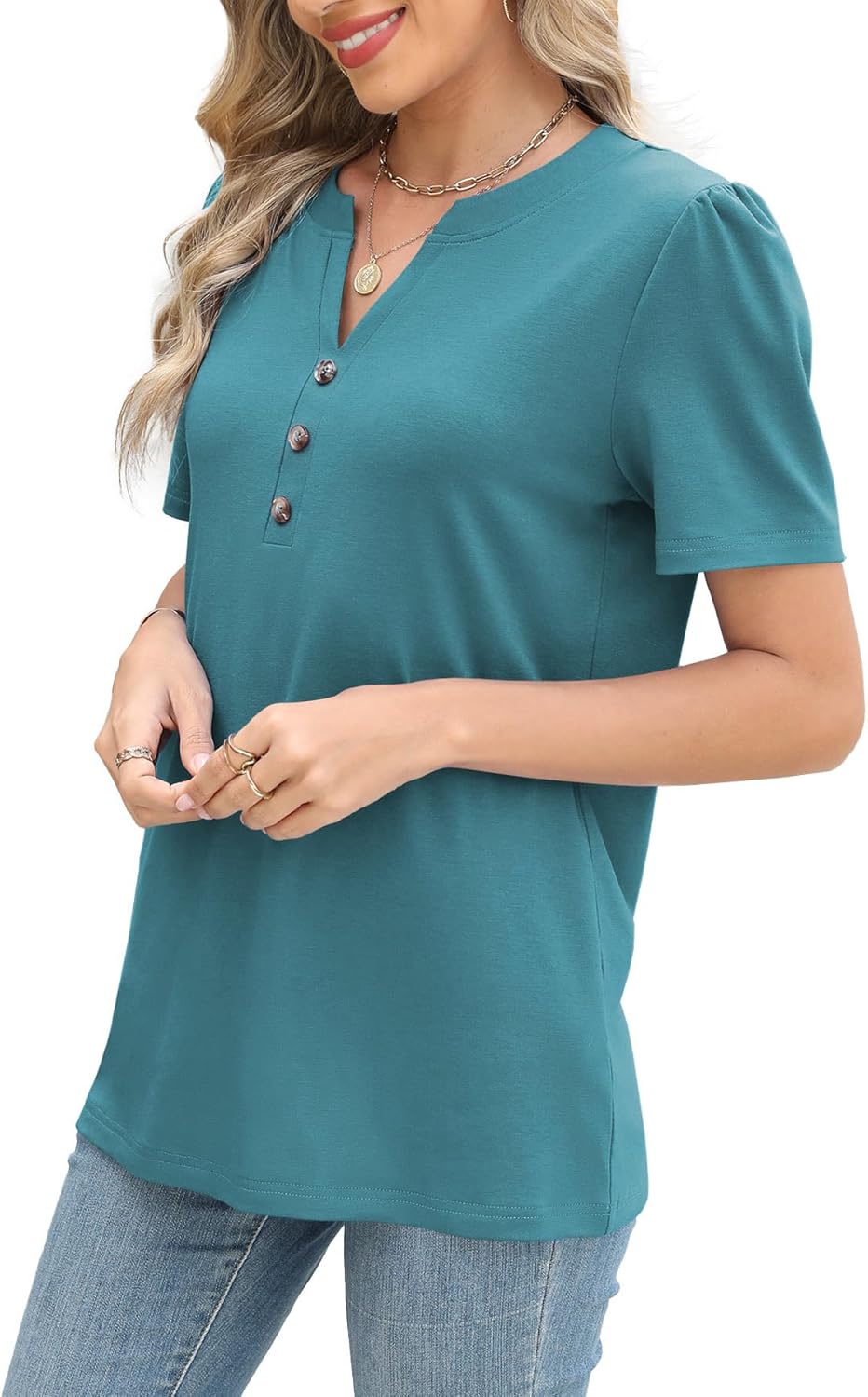 Womens Summer Tops 2026 Short Sleeve Shirts Beach Vacation Outfits Dressy Casual Blouses - Image 4