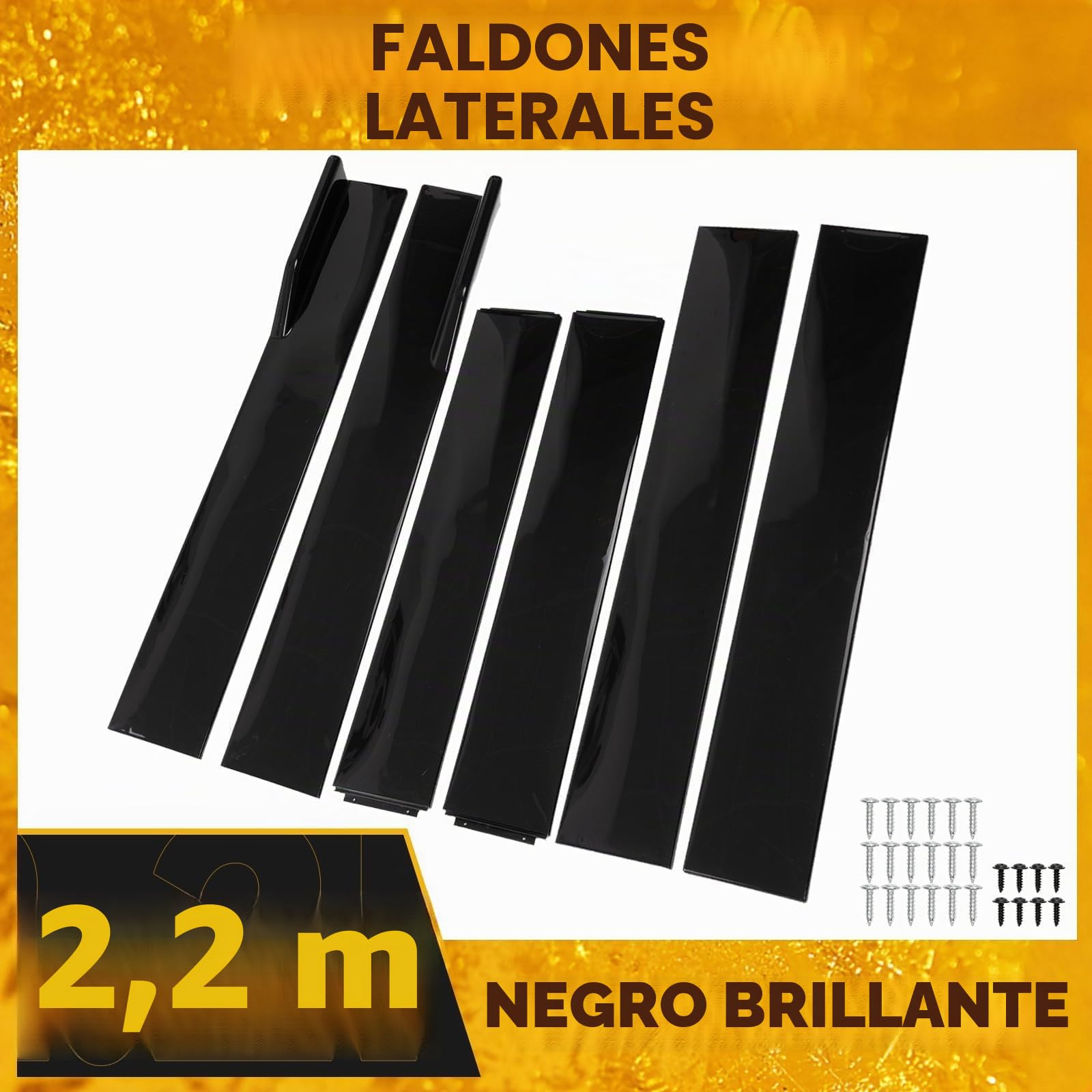 AUTOXBERT 2.2m Faldas Laterales Universales de Coche de Extensión de Panel de Balancín de Labio de Divisor Negro Brillante, Extensión de Faldas Laterales Universales de Panel de Balancín
