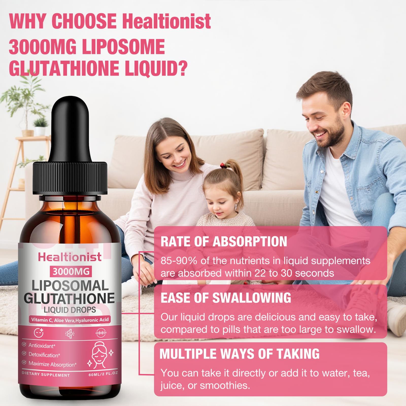 2 Pack 3000mg Liposomal Glutathione Liquid Drops with Vitamin C, 98% Absorption, Glutathione Liposomal Supplement, Powerful Antioxidant Complex for Immune System, Liver, 4 Fl Oz per Bottle — Amazon image 6