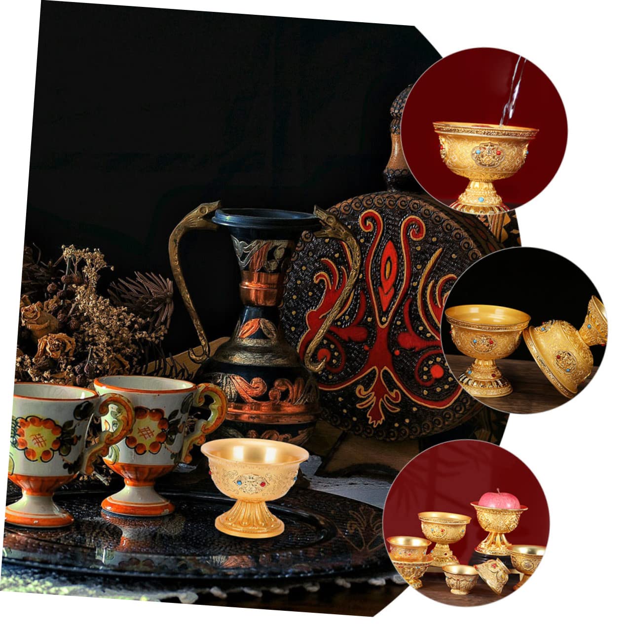 Tempel Kupfer Schale Für Wasseropfer Dekorative Buddha Worship Bowl Für Religiöse Zeremonien Und Spirituelle Praktiken
