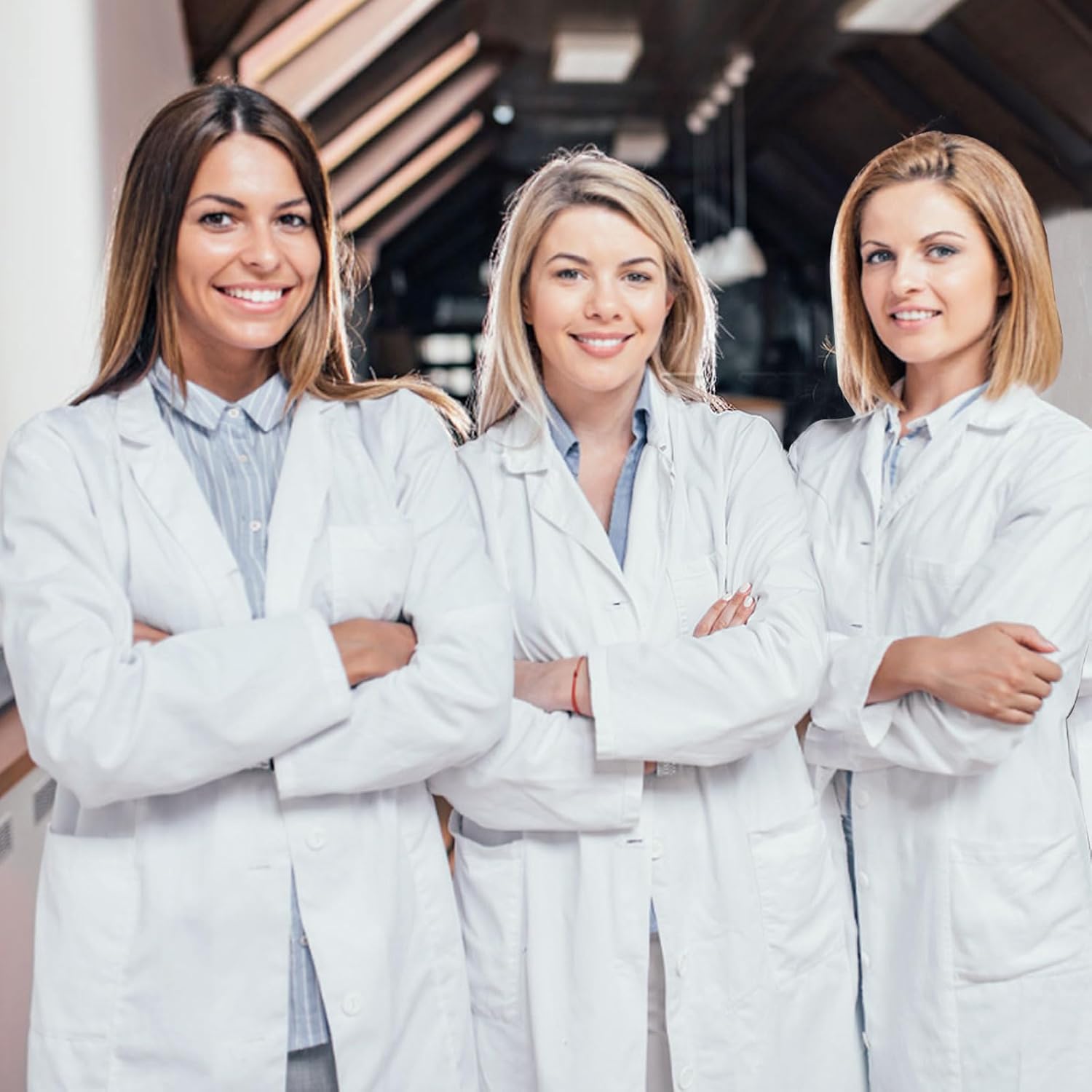 Lab Coat for Woman,White Doctor Costume for Adults, Long Sleeve Unisex Science Medical Coat - Image 4