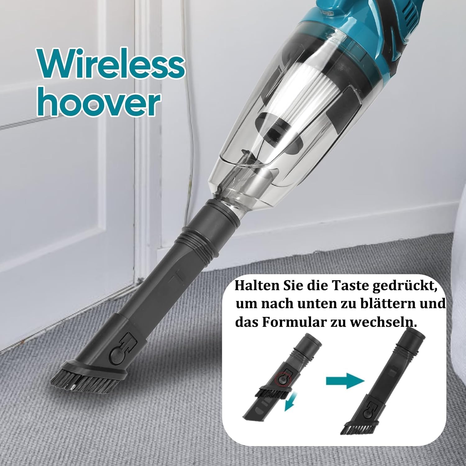 Akku Staubsauger für Makita 18V Akkus,10000Pa 4-in-1 Tragbarer Handstaubsauger, 140W Staubsauger Kabellos mit 0,75L Großer Staubbecher,für Tierhaare/Teppiche/Hartböden/Auto(ohne Akku)