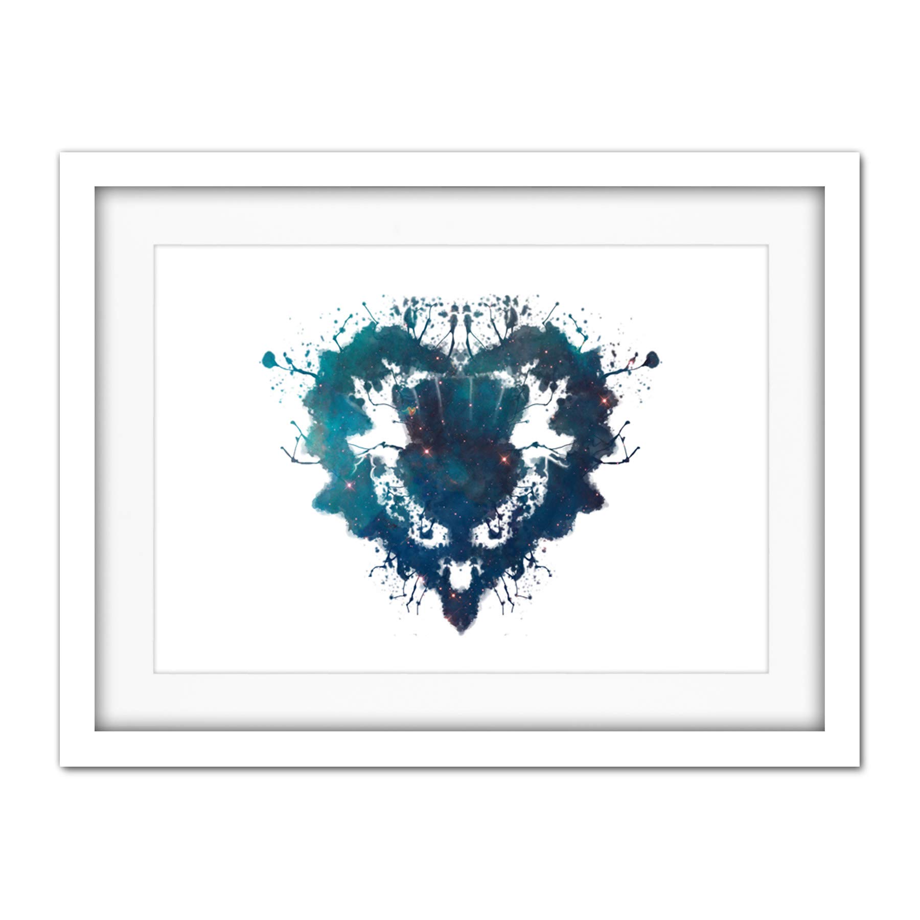 Wee Blue Coo Ink Splat Thistle Heart Artwork Framed Wall Art Print 18X24 Inch