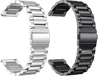 سوار ساعة معدني عصري للرجال من الفولاذ المقاوم للصدأ متوافق مع ساعة سامسونج جالاكسي 6/6 كلاسيك/5/4/5 برو/4 برو من نكست ستور (فضي وأسود)