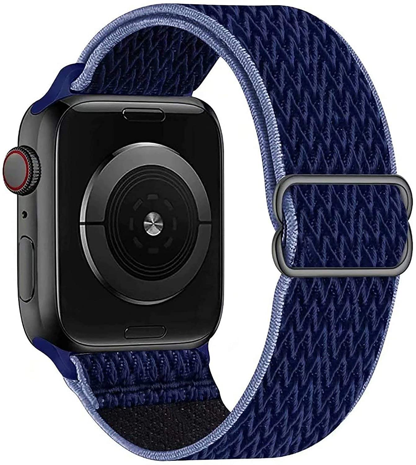 Stretchy Solo Loop Strap Compatible for Apple Watch Band 38mm 40mm 42mm 44mm ,Adjustable Stretch Braided Sport Nylon Wristband Compatible for iWatch Series 6/5/4/3/2/1 (Midnight blue black, 42mm-41mm)