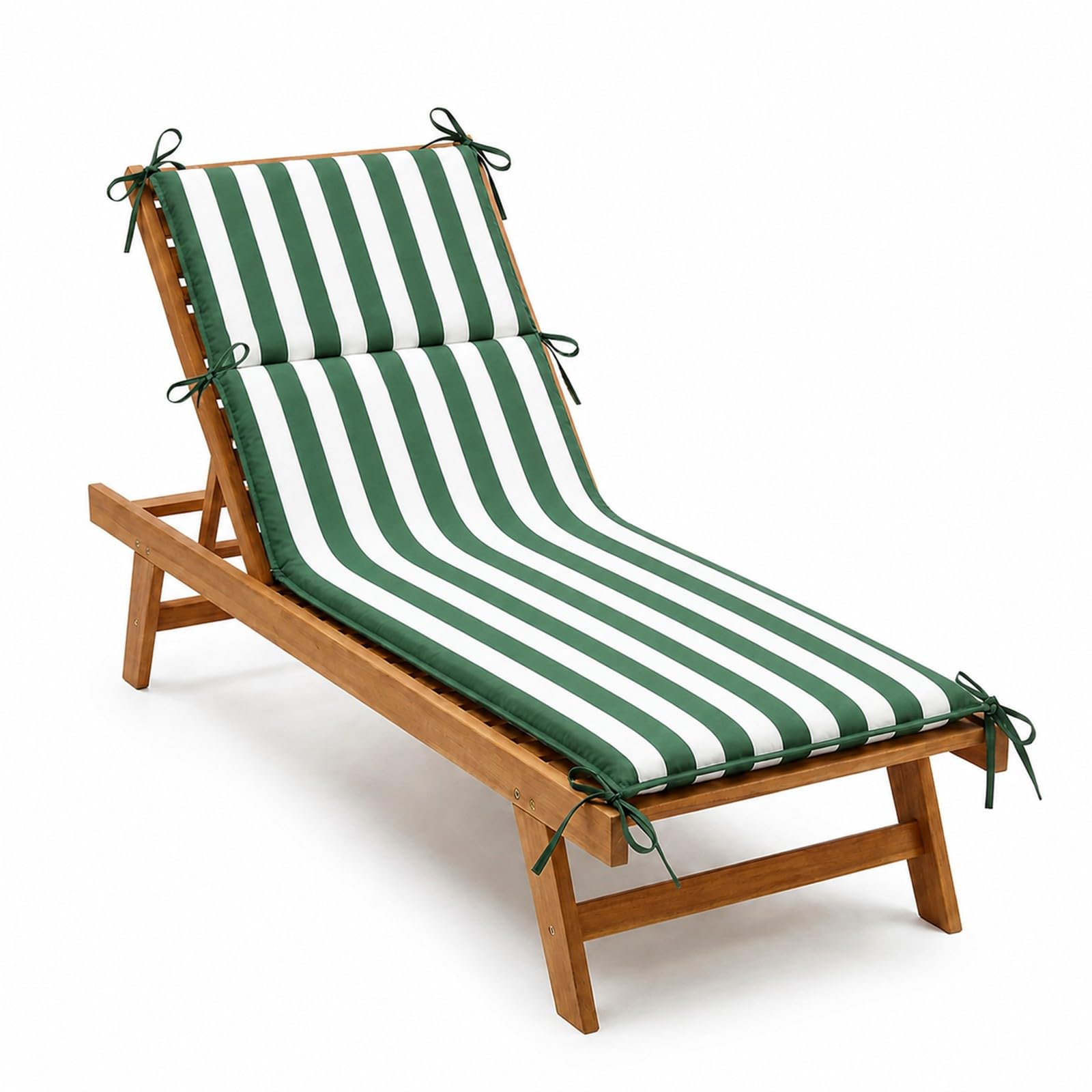 PARAMAISON Cuscino Lettino Prendisole 60x190 cm, Materassino per Lettino Giardino e Piscina, Imbottito 3 cm, con Laccetti Antiscivolo, Universale per Sdraio Esterno |Riga Verde