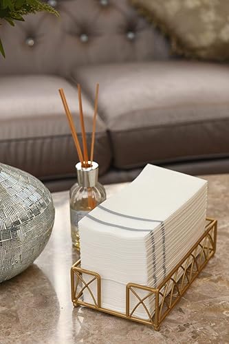 Miniatura 7 de Toallas de mano desechables para baño, diseño plateado, 200 toallas desechables de lino  Cena formal, aniversario y servilletas de boda para mesas,