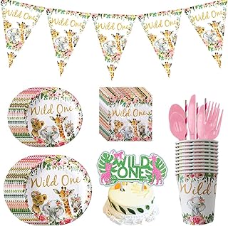 Accessori per Feste di Compleanno, 92 PCS Animali della Foresta Stoviglie Forniture per Feste USA e Getta Piatto di Festa Coltello e forchetta Tazze,per Bambini Compleanno Partito stoviglie