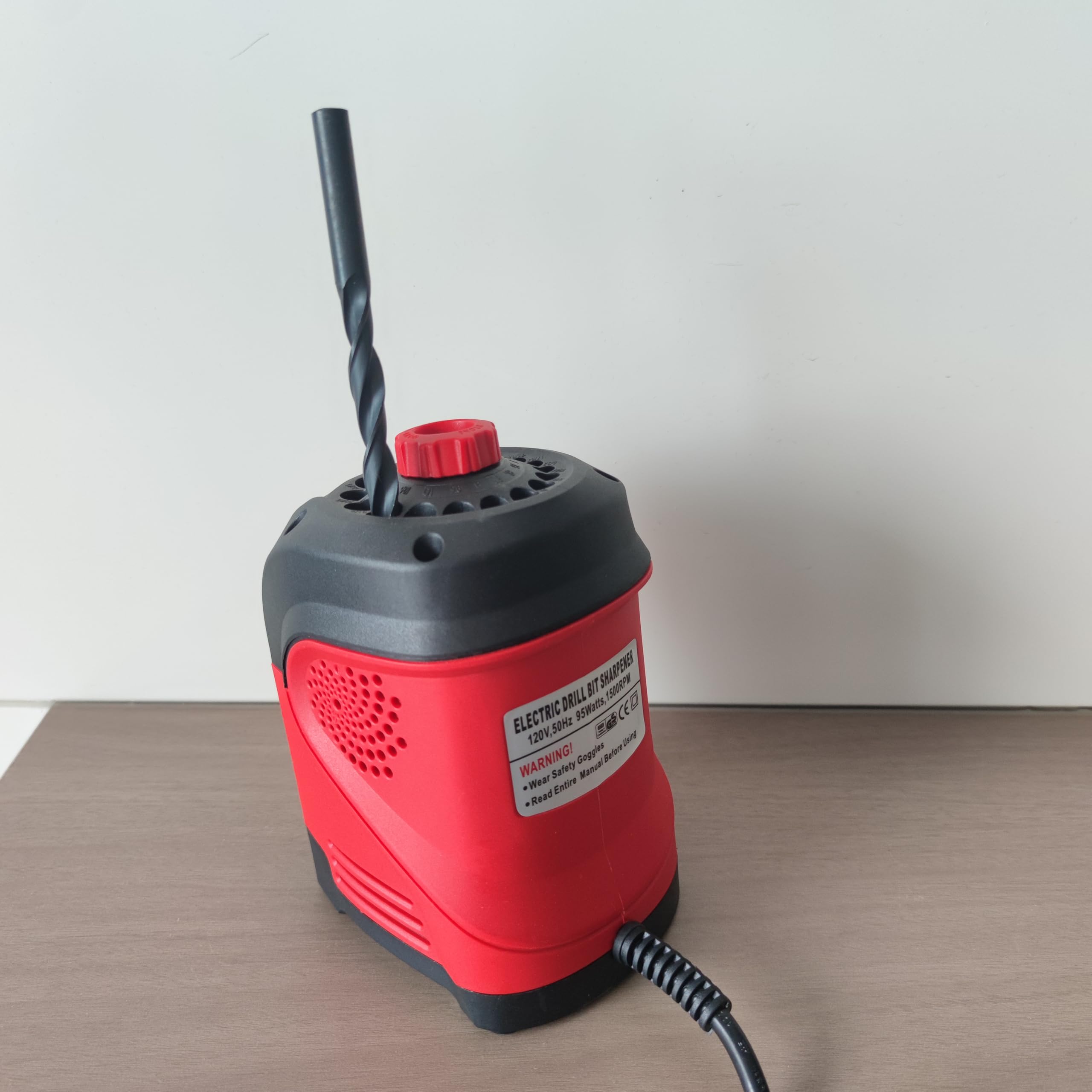 Afilador de brocas eléctrico de 95 W para brocas de 3 mm a 12 mm, afilado de 118° con taladro eléctrico