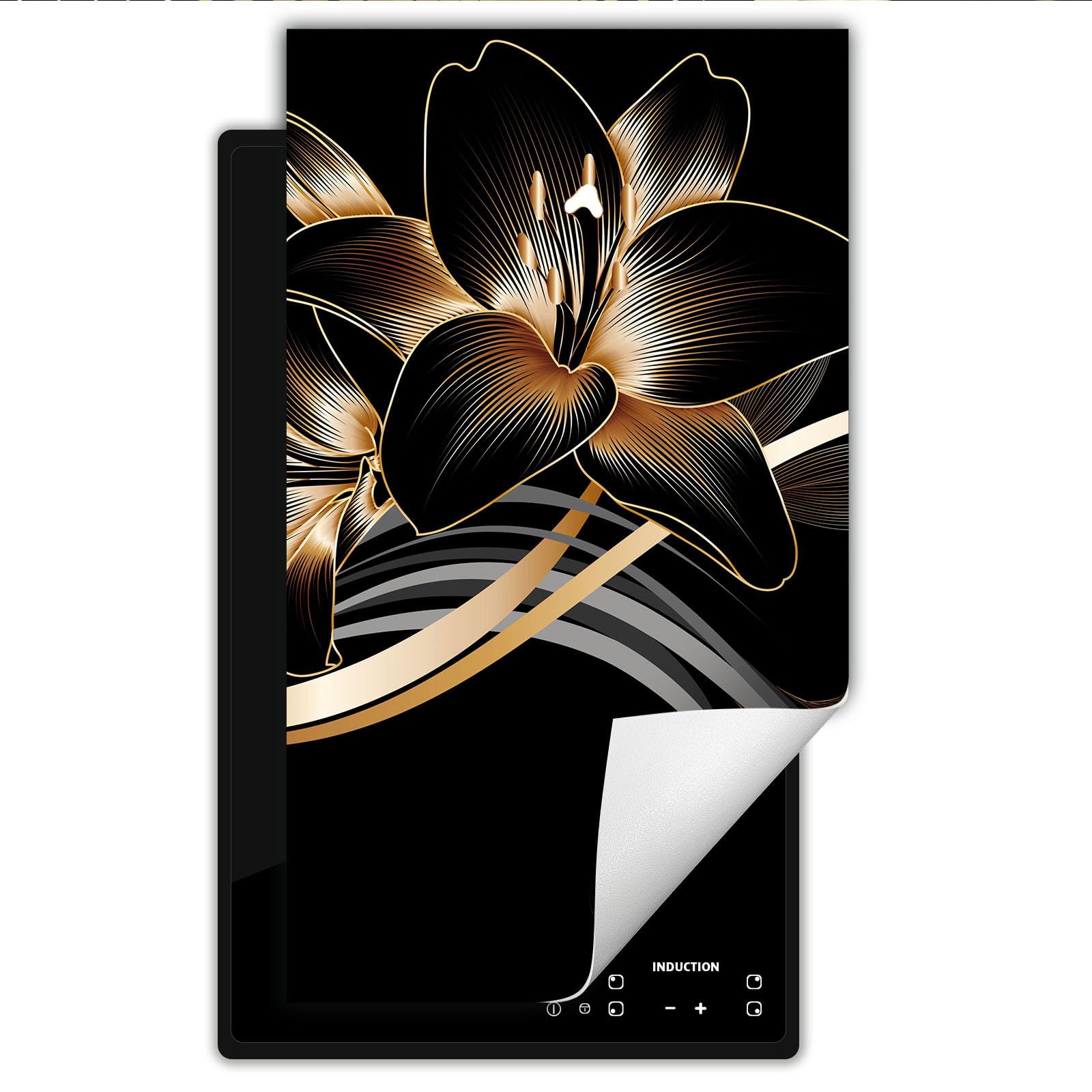 Copertura Tappetino Piano Induzione 30x52 cm Cucina Coprifornelli Protezione per Piano Induzione - nero - orchidea