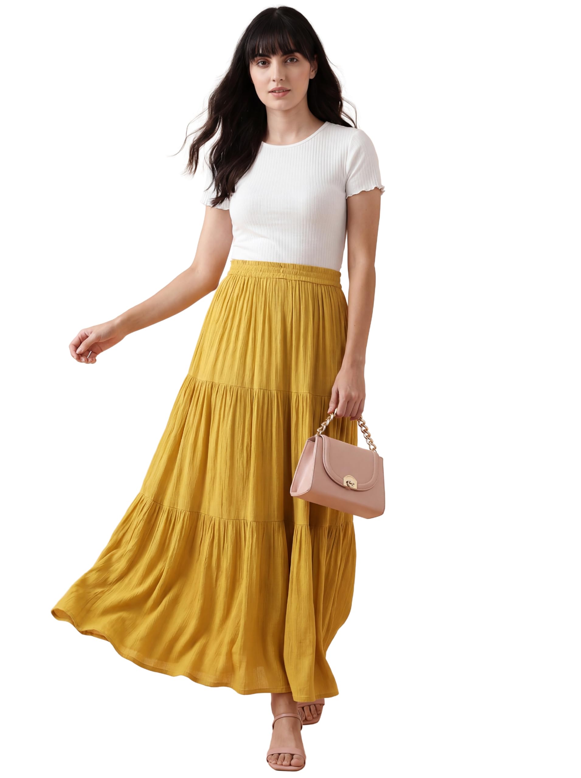winza designer Womens Rayon Solid Tiered Skirt for Women Maxi Size | Long Skirts for Girls Party & Ethnic Wear | Skirt for Trip & Beach wear | Skirts for Top Western (M to 2XL)-picture-3