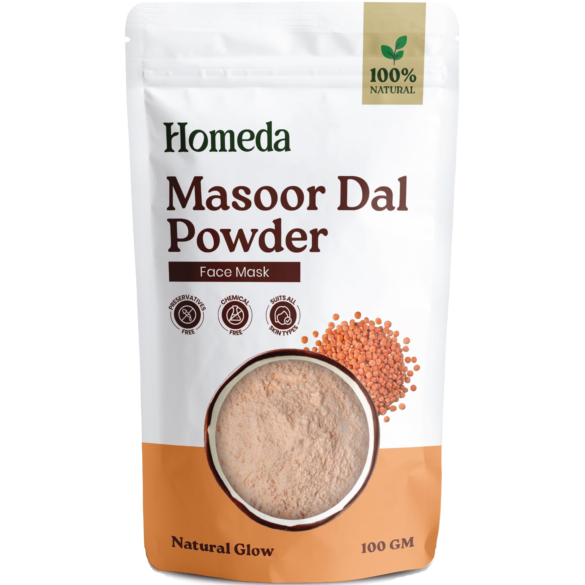 SHUDH ONLINE MASOOR DALPOWDER - RED LENTILS-SEED POWDER- SKIN CARE (100 GRAMS)-image-3