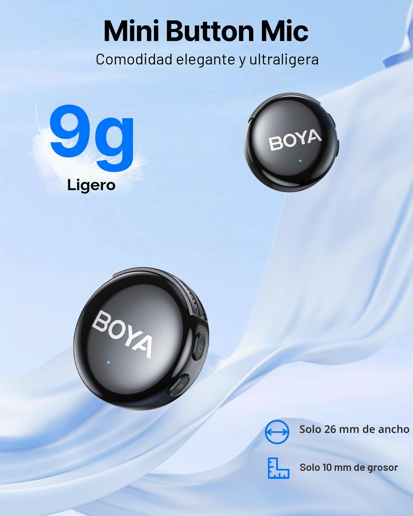 BOYA BOYALINK 3 - Micrófono Lavalier inalámbrico para iPhone/Android/cámara/PC/tabletas, cancelación de Ruido IA, Sonido de Estudio de 48 kHz/24 bits, Control de aplicación, batería de 980 pies y 30