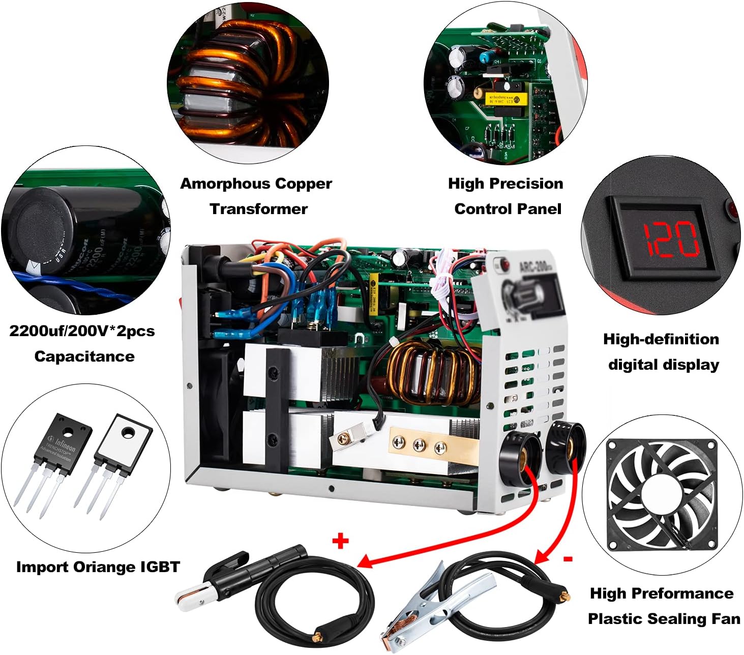 Welder Arc Welder 110V 220V Dual Voltage 120Amp MMA Stick Welding Machine IGBT Inverter Portable Lightweight DC Welder LCD Display for Beginner with Electrode Holder Clamps Welder - - 