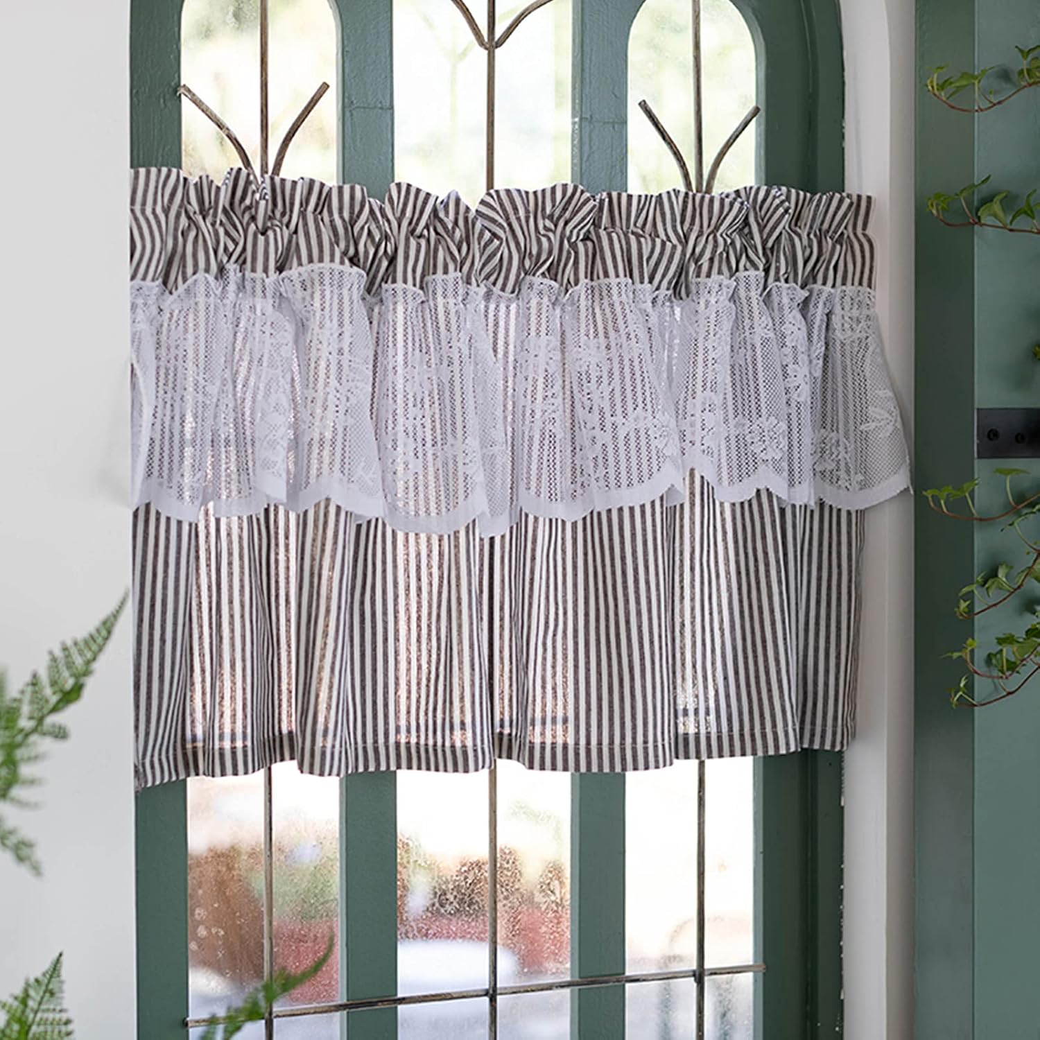 LUNEZY Tier Curtain Country Style,Romantic Lace Kitchen Curtain,Modern Dining Room Window Decoration Bistro Curtain Valance,Short Curtain for Kitchen/Bathroom/Door/Window
