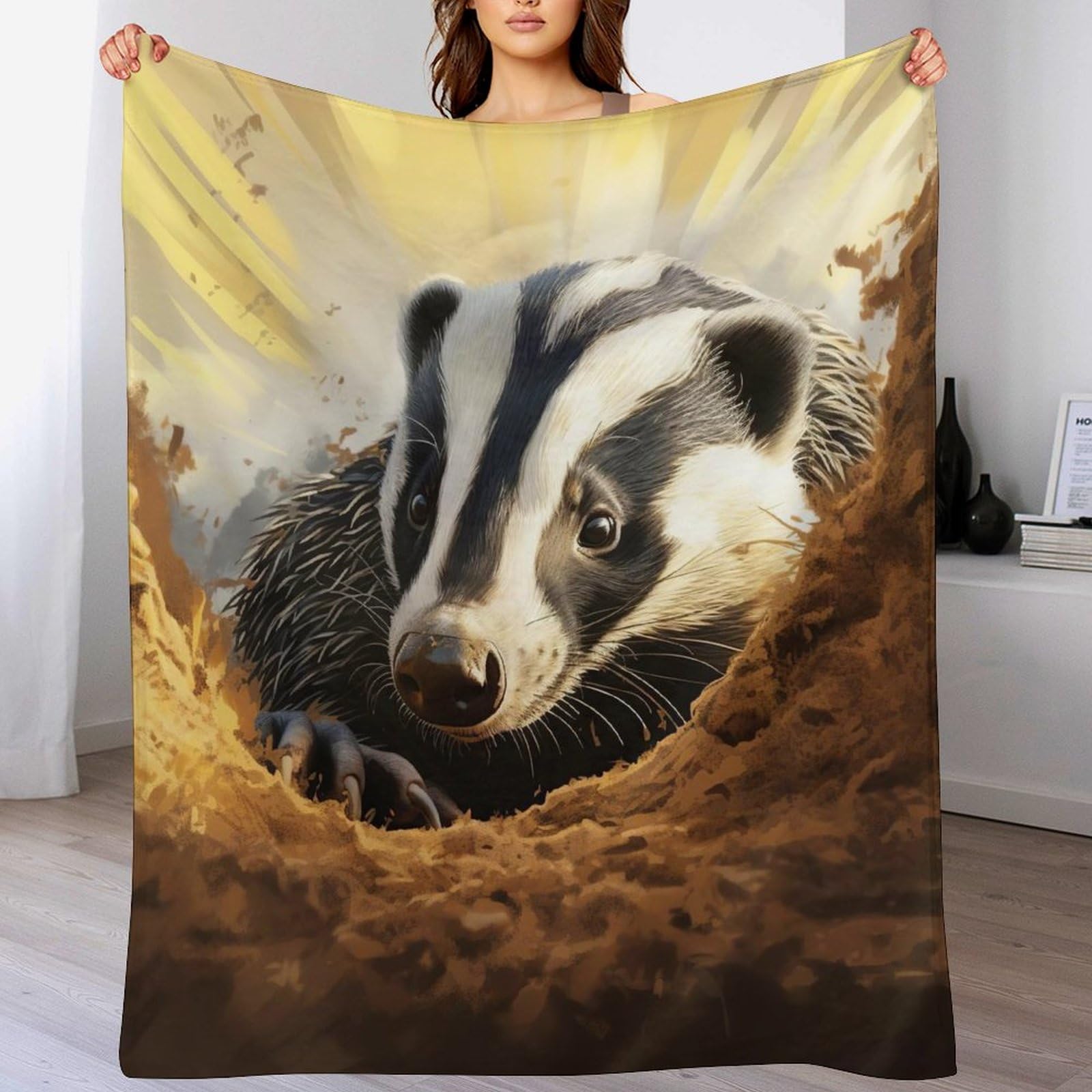 Couverture en flannel Badger Plaid douce thermorégulatrice 180×200cm grand modèle