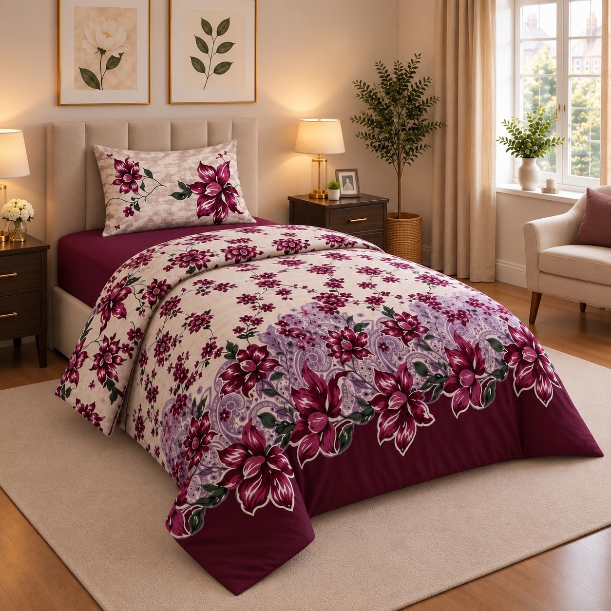 Opulent Living Single Bedding Sets, Duvet Cover, Fitted Sheet & Pillowcase