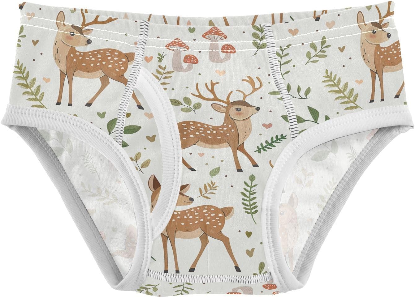 visesunny Cute Mushroom Deer Potty Training Underwear Boys Toddler Cotton Soft Brief Size 2T-8Y for Kids 2-8Y