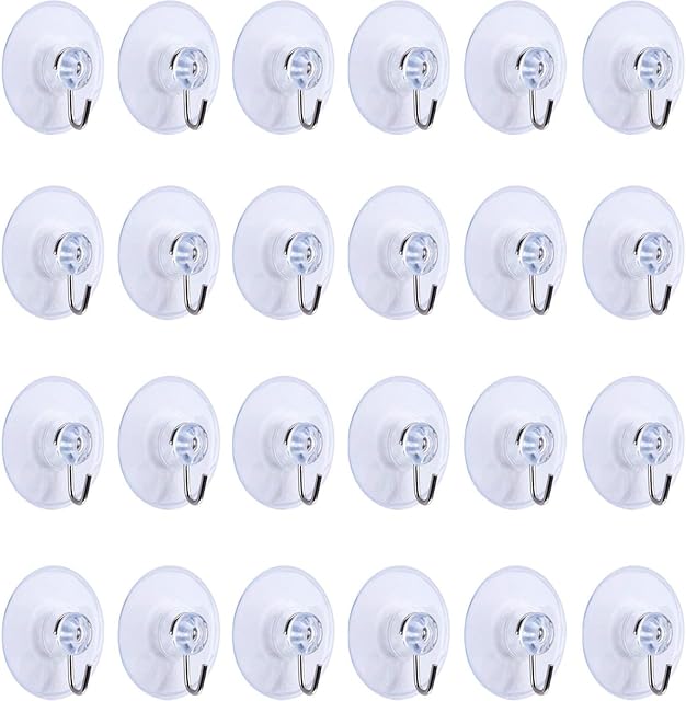 Mudder 24 Pieces Bathroom Kitchen Suction Cup Wall Hooks Hangers(45 mm)