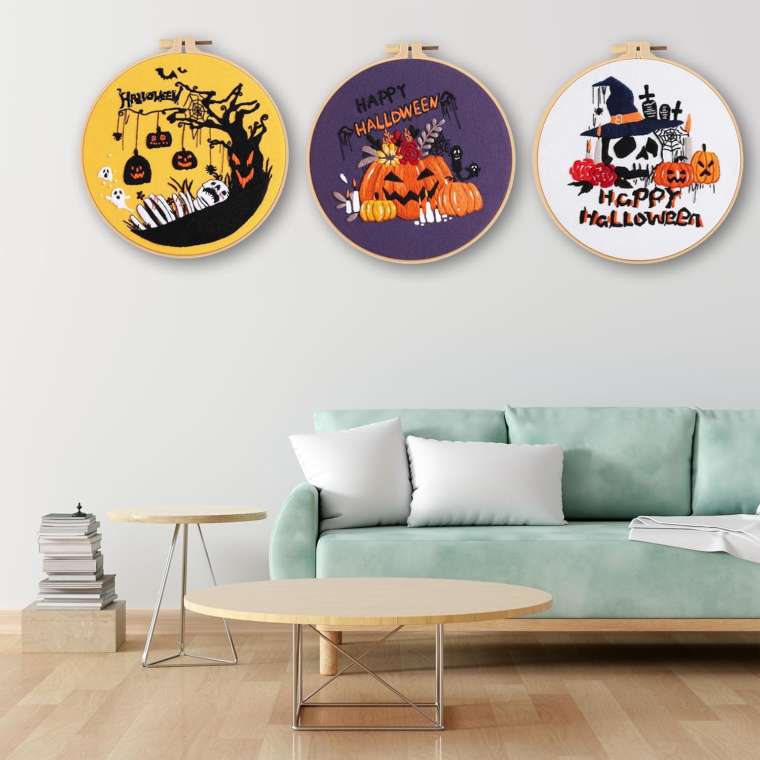 Ohcol 3 Sets Halloween Embroidery Kit,Needlepoint Kits for Adults with Clear Instructions image 5