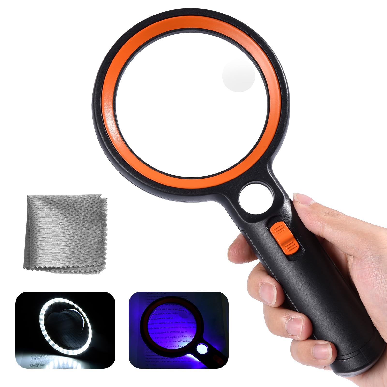 Vergrootglas met Licht, BROTOU 30-Voudige Leesloep met 18 Leds, 3 modi - Handloep met Dubbele Glazen Lens, Leesloep met Licht voor Senioren, Lezen, Hobby Handwerk, Munten, Postzegels, Inspectie
