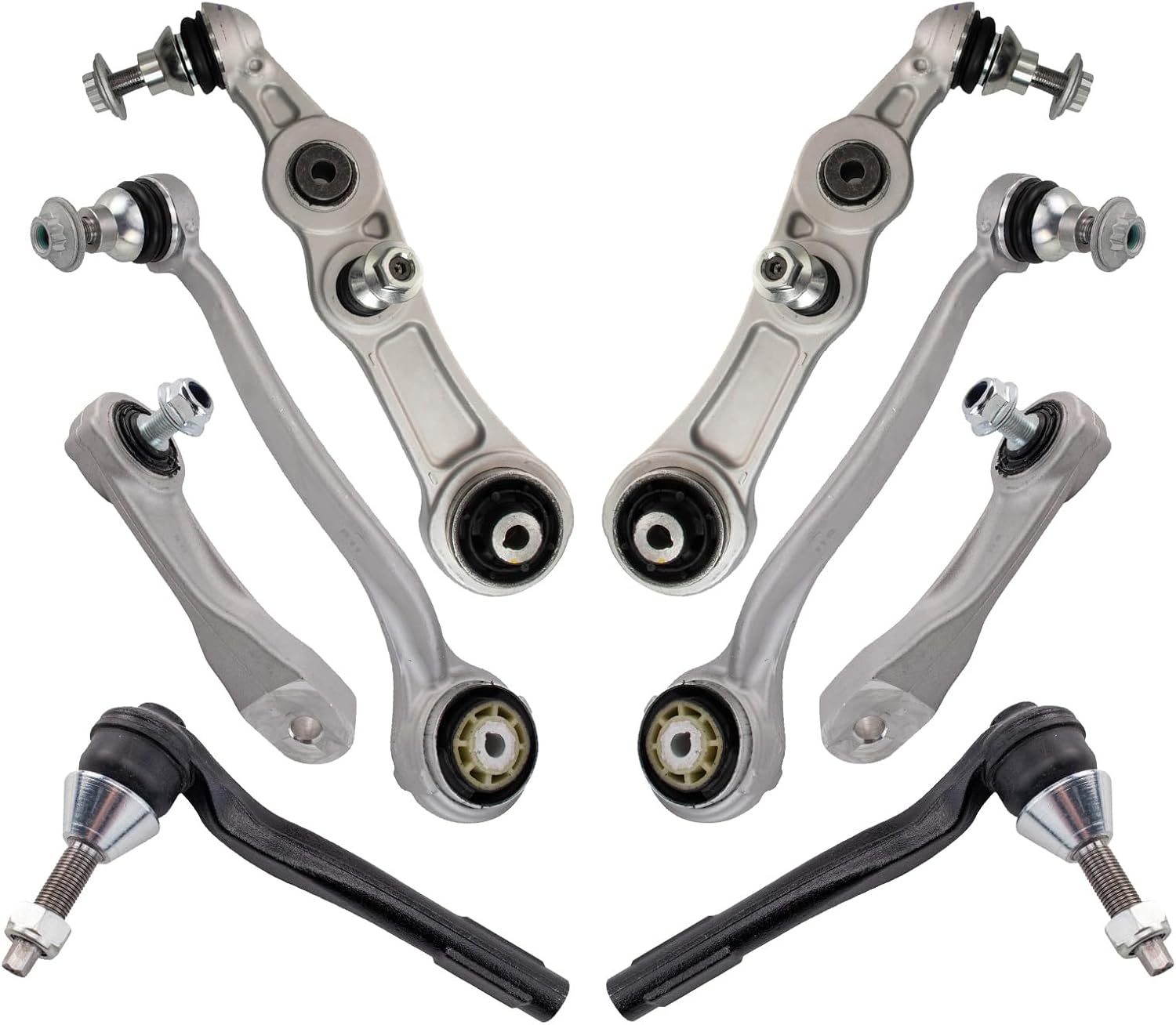 TRQ Front Steering & Suspension Kit Control Arm with Ball Joint Sway Bar Stabilizer Link Tie Rod Compatible with 2015-2020 Mercedes-Benz C300 2016-2018 C350e 2017-2019 E300