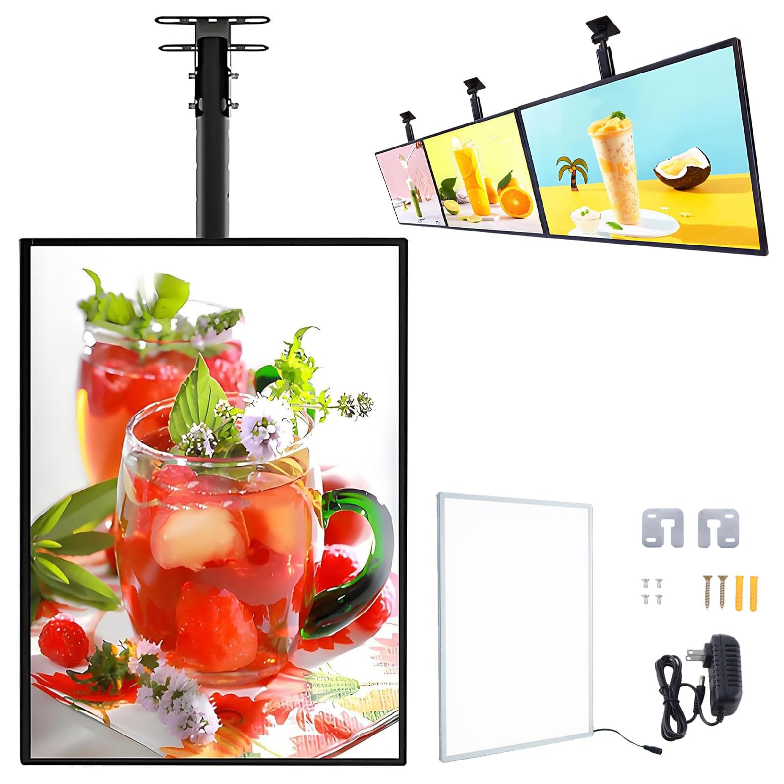 Pantalla de Menú LED, Tableros de Menú Digitales para Restaurantes, Pantalla de Póster con Retroiluminación LED para Restaurantes y Cafeterías 60x90cm