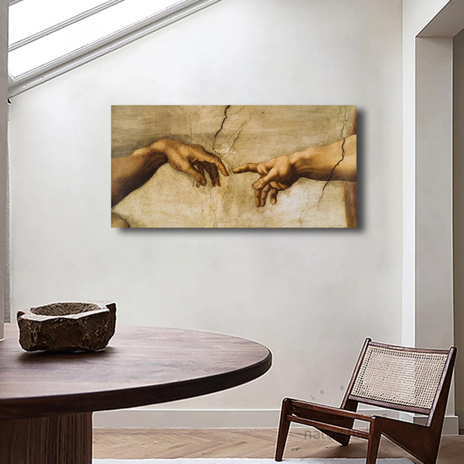 Via Vela Stworzenie Adama słynne obrazy replika dzieła sztuki klasyczne wydruki na płótnie oprawione sztuka ścienna do salonu sypialni wystrój domu 60 x 120 cm rama wewnętrzna