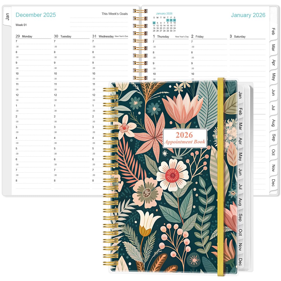2026 Appointment Book & Planner - 2026 Daily Hourly Planner from January 2026 - December 2026, Weekly Appointment Book with 30-Minute Interval, Medium