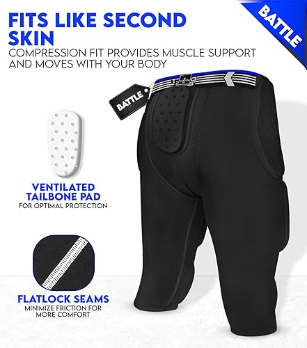 Miniatura 21 de Exxact Sports Battle - Faja de fútbol con 7 almohadillas para hombres y niños con bolsillo para tazas, pantalones cortos de compresión acolchados