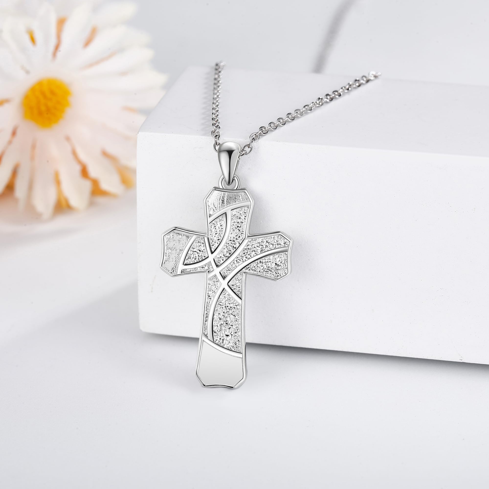 DAYLINLOVE Naszyjnik z krzyżykiem do koszykówki, srebro wysokiej próby 925, koszykówka, biżuteria chrześcijaństwa, religia, sport, inspirujący prezent dla kobiet, matek, koszykówki, sportowców, Srebro
