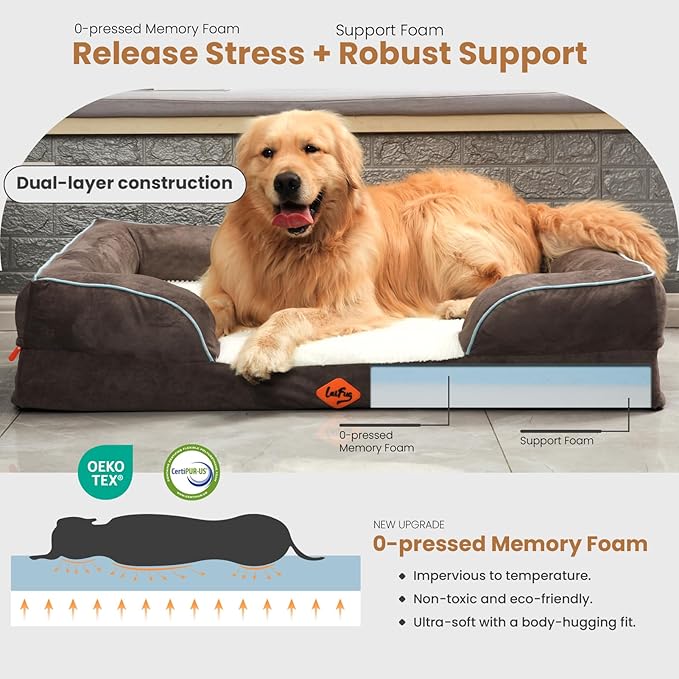 Cama Sofá Ortopédica para Perro Grande Lavable con Base Anti miniatura 6