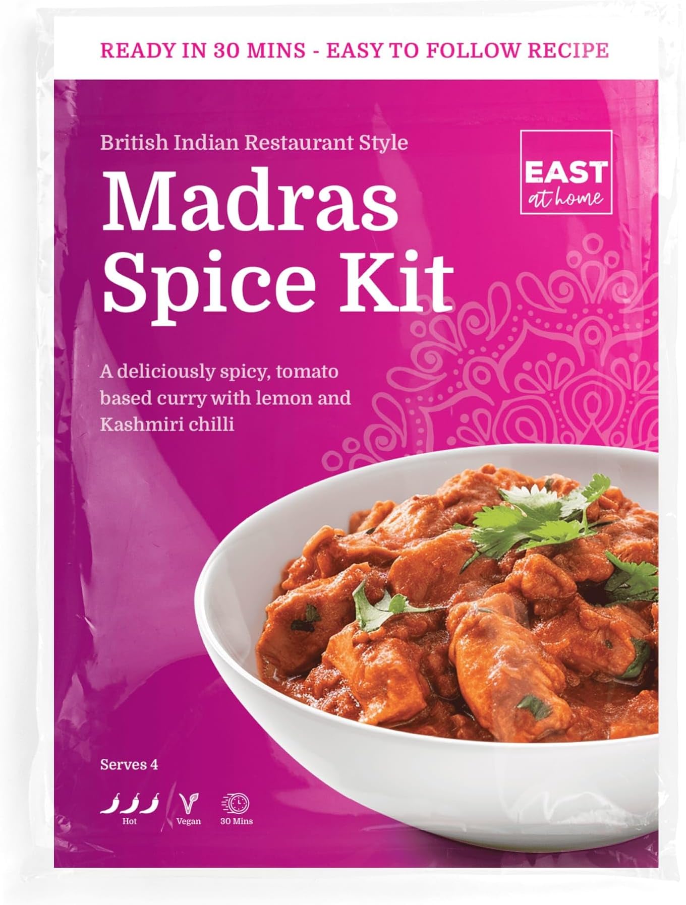East at Home Madras Spice Kit, Authentic Restaurant Style Madras Curry in 30 Minutes, Serves 4, Vegan & Gluten-Free, Handcrafted with Premium Indian Spices