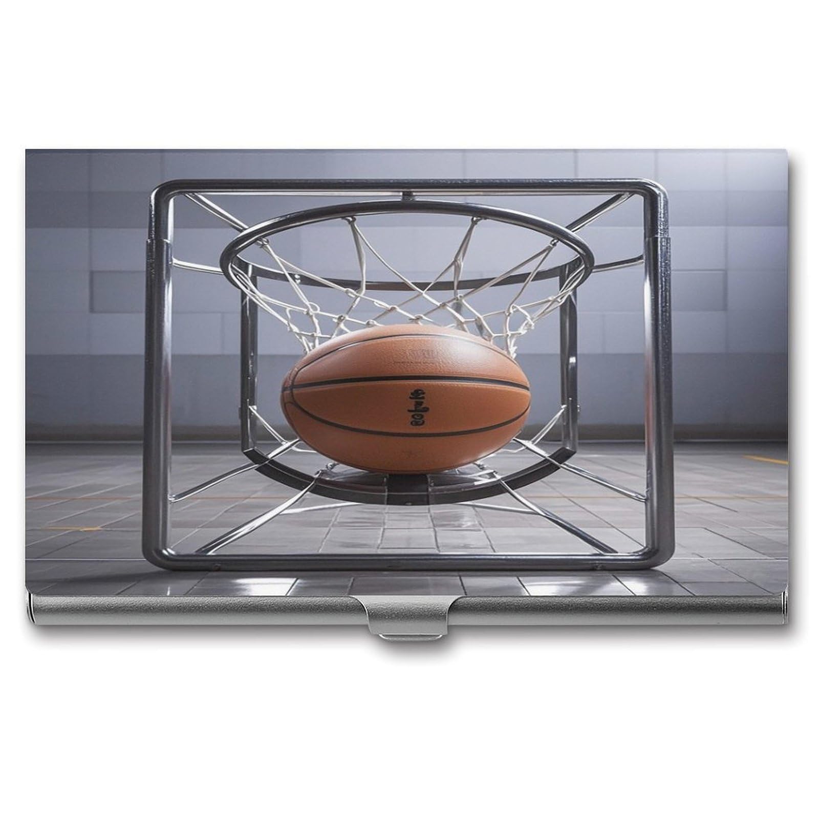 FekiLoot Basketball Business Card Holder for Men Women Metal Slim Organizer Business Card Carrier Wallet Name Cards Holder Retro Slim Pocket Purse Small Portable Card Case