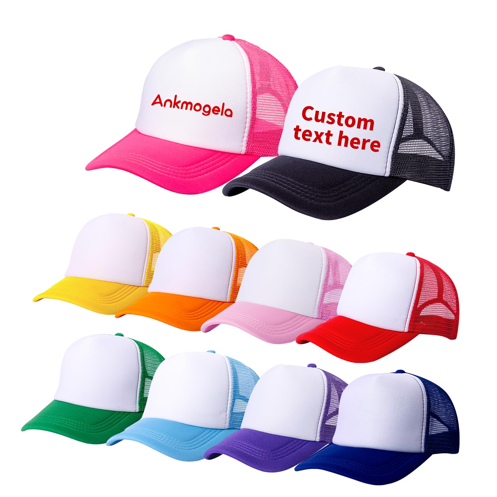 Ankmogela10 Pack of Blank Trucker Hat Bulk Men and Women Mesh Hat Bulk Hot Stamping DIY Graffiti Hat Baseball Cap