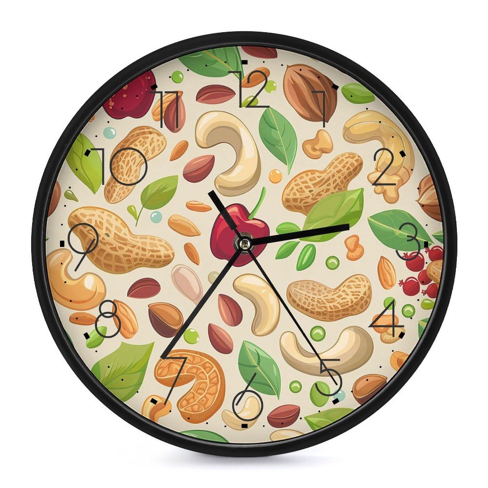 XOPEKVLAWM Wall Clock 10 Inch Non-Ticking Silent Modern Simple Style Round Decor Clocks Seeds And Beans Clock Decorative Battery Operated Wall Clocks for Home Office Living Room Bedroom Kitchen