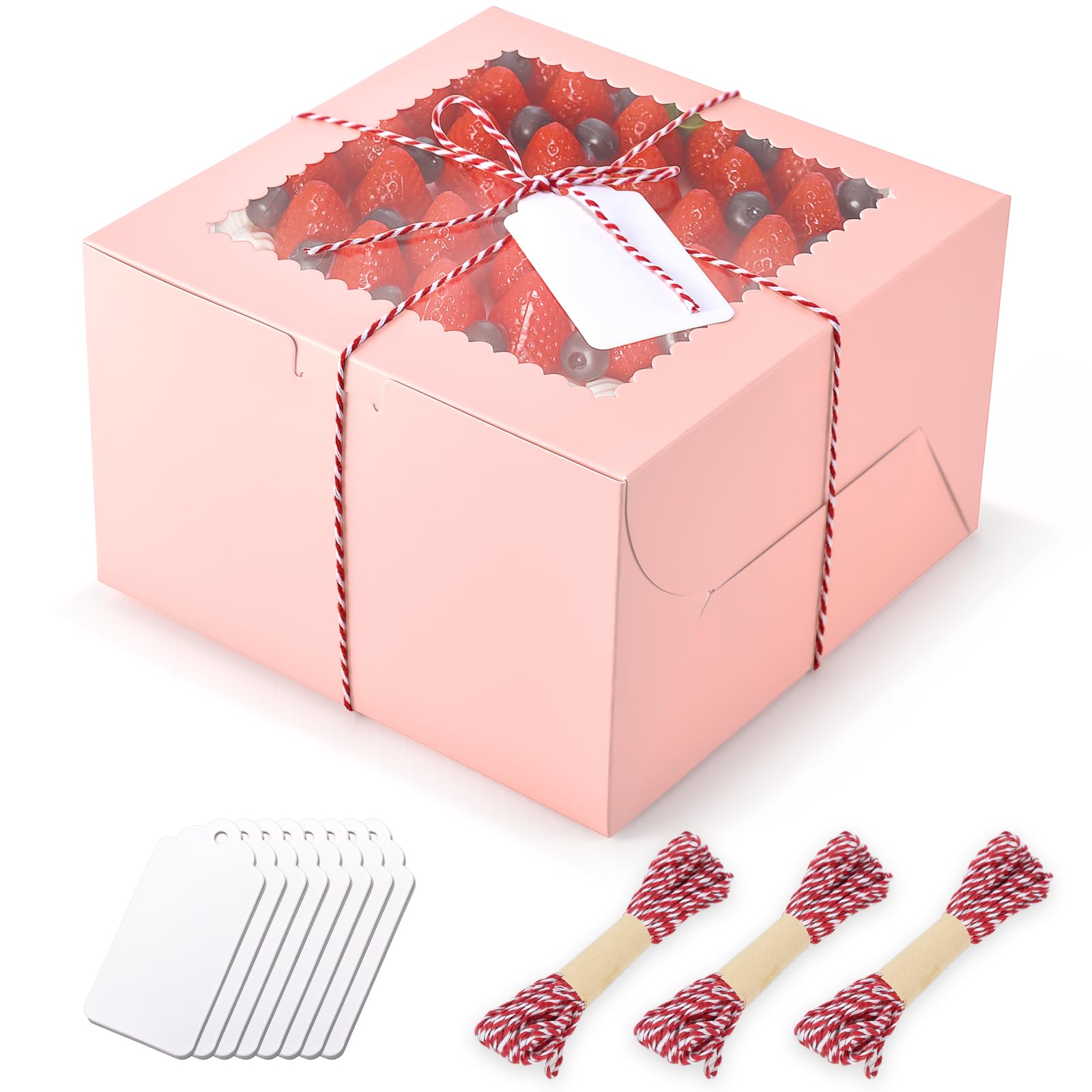 Kuchenboxen Mit Fenster 20,3 Cm – 3 Stück Inkl. Platten, Für Hochzeit, Geburtstag, Bäckerei