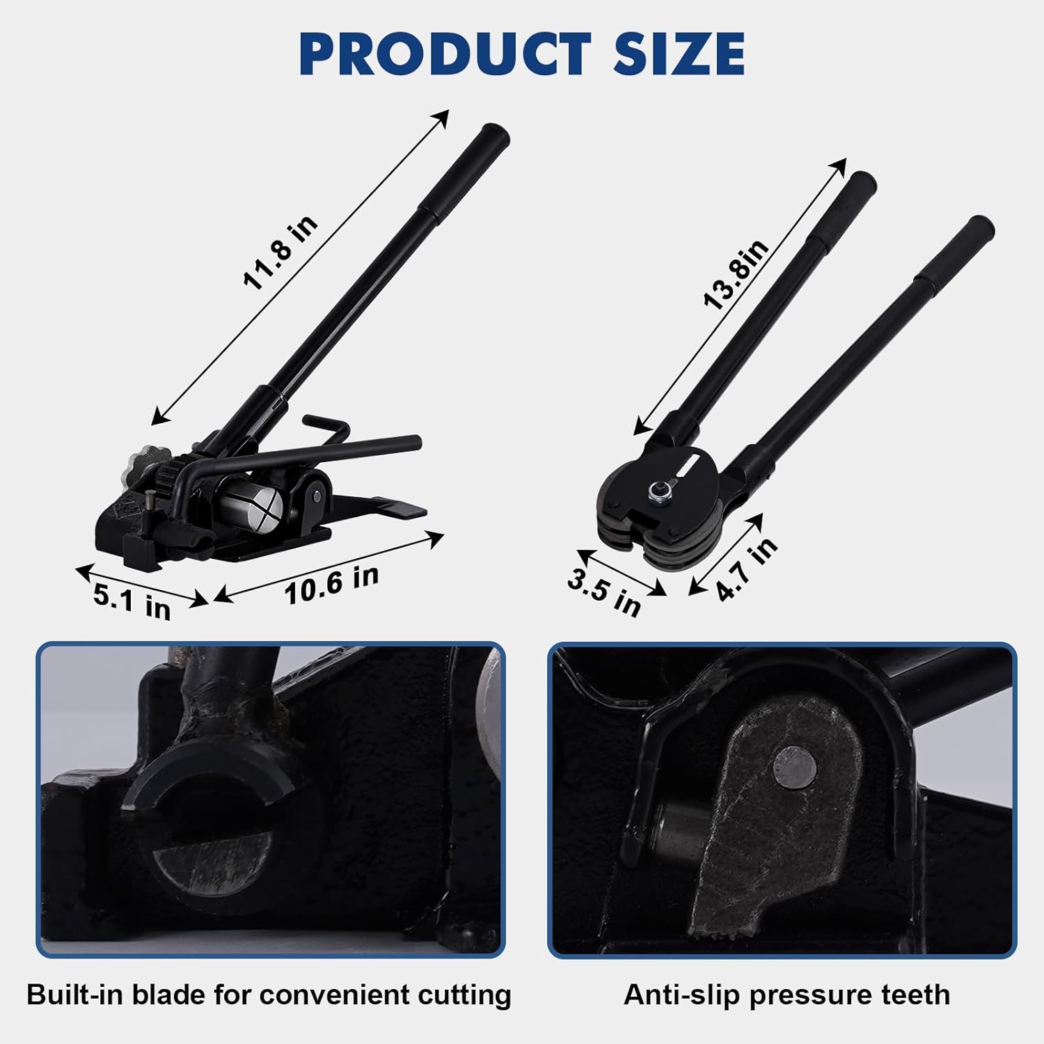 JIAWANSHUN Premium Steel Banding Strapping Kit,Heavy Duty Steel Strapping Tool for 3/8" to 3/4" Metal Banding, Simple Operation for Pallet Bundling, Pipe Securement & Warehouse Packaging