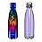 CHILLOUT LIFE Stainless Steel 2 Pack Water Bottle for Kids School: 17 oz Double Wall Insulated Cola Bottle Shape for Cold and Warm Drinks, 2 Set (Purple Sparkle - UV Rainbow)