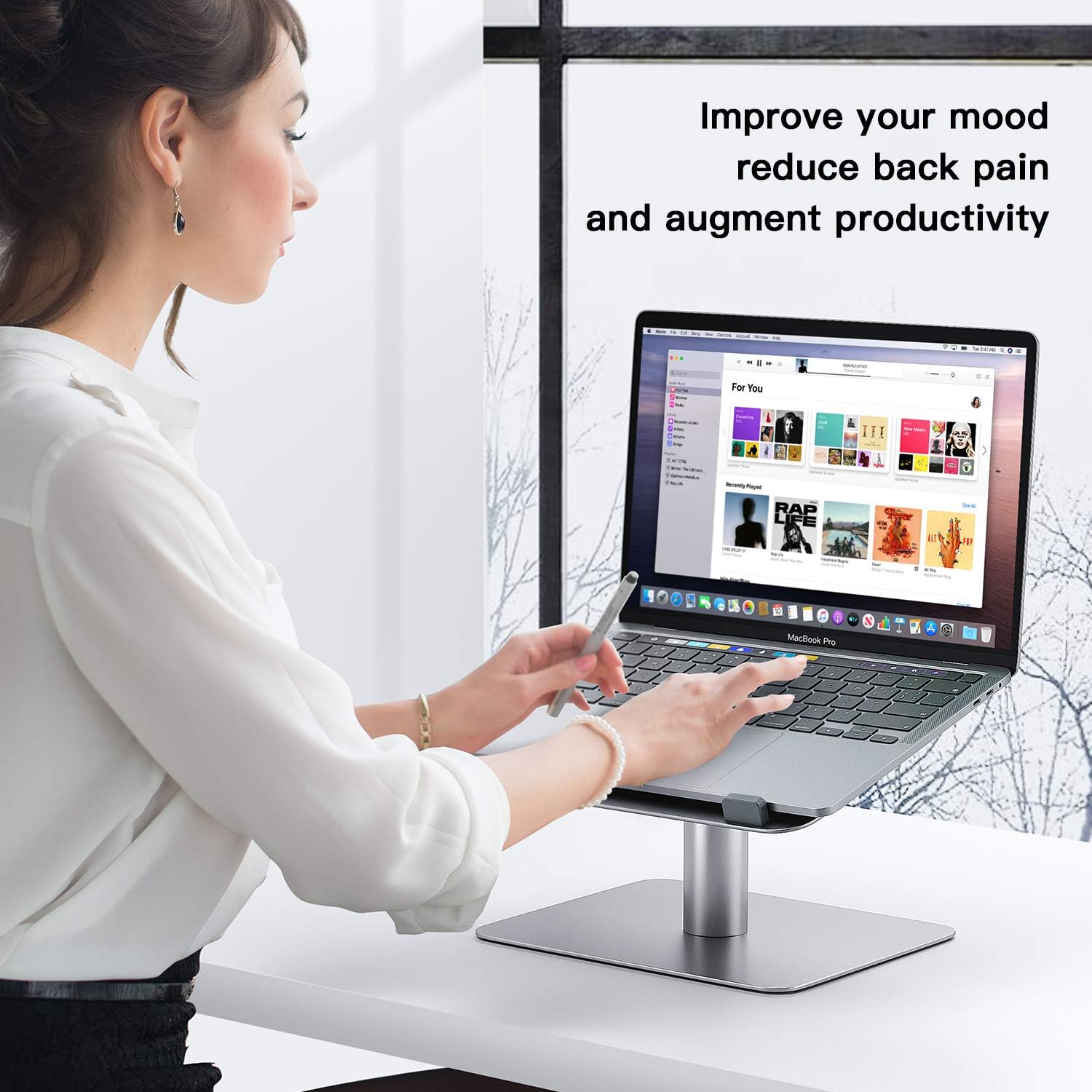 GIKERSY Swivel Laptop Stand, Adjustable Height Laptop Riser [360-Rotating] Ergonomic Computer Stand Notebook Holder for Desk Compatible with MacBook,Dell XPS,Lenovo More 10-16" Laptops