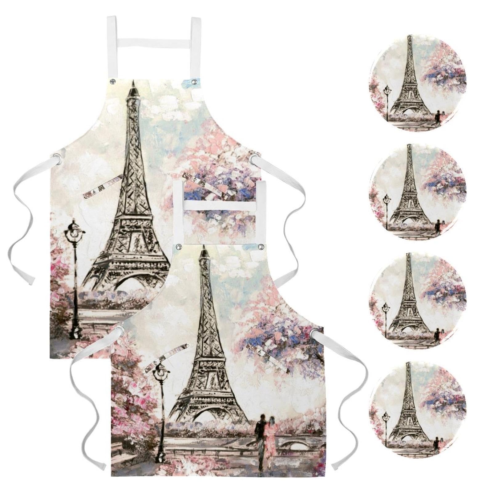 Tablier de serveuse Paris Eiffel idéal pour pâtisserie et service en bistrot